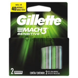 Gillette Mach 3 Sensitive "40 afeitadas" x 2 repuestos