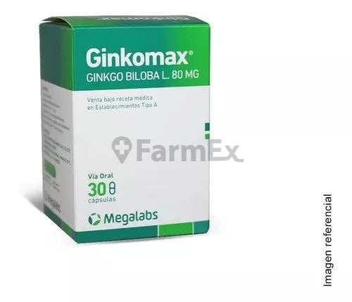 Ginkomax 80 mg x 30 cápsulas Megalabs 
