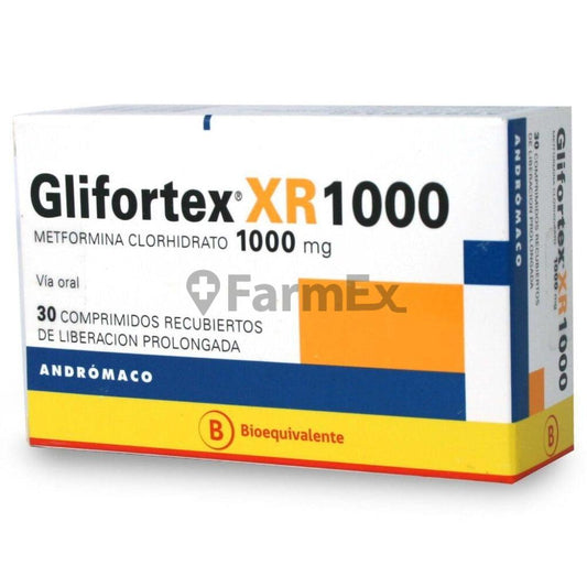 Glifortex XR 1000 mg. x 30 Comprimidos de Liberación Prolongada ANDROMACO 