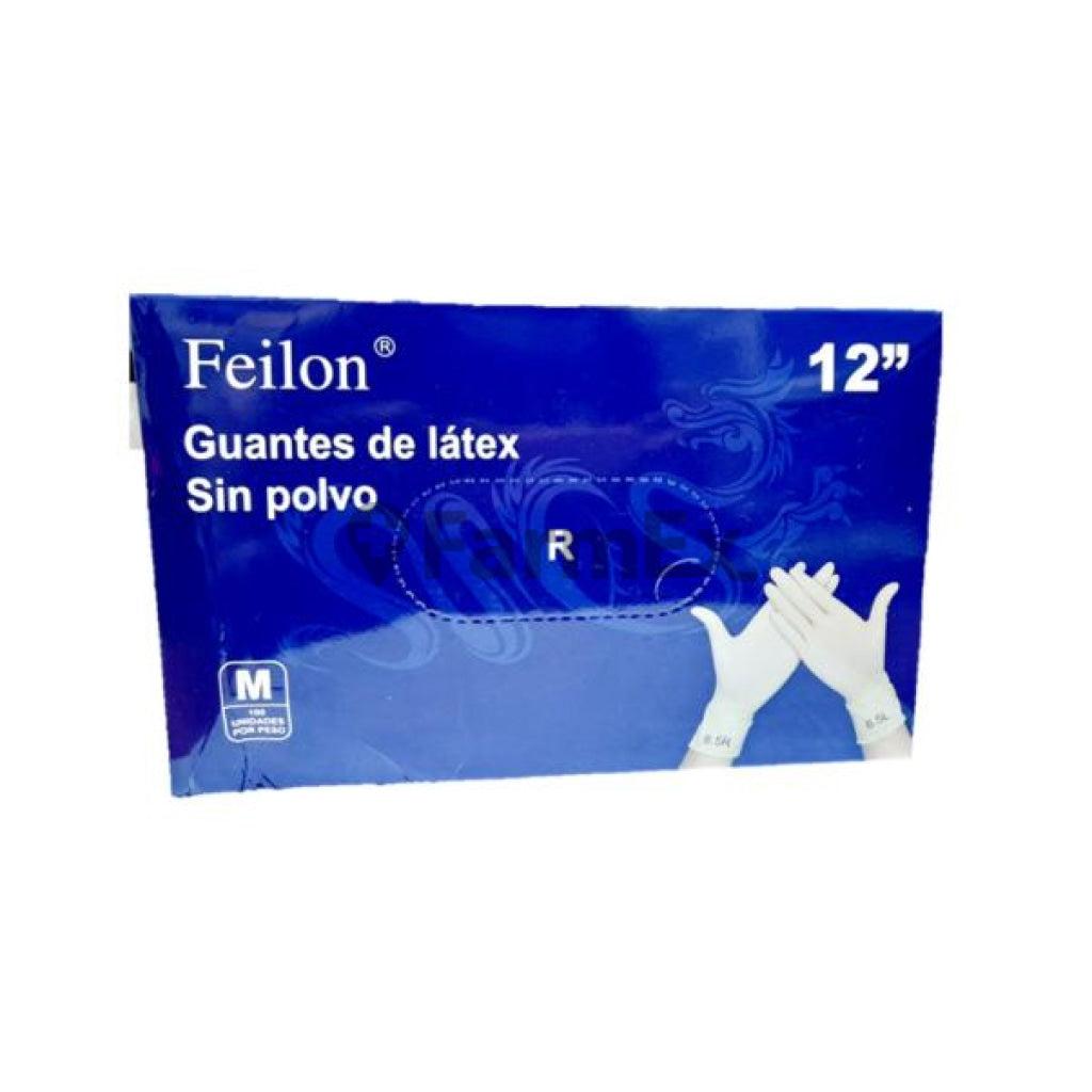 Guantes de Látex sin polvo x 100 unidades Talla M Feilon 