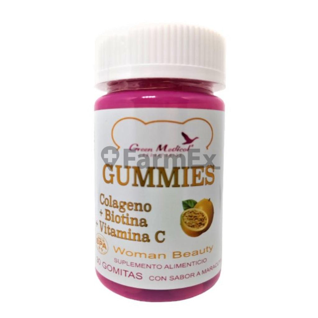 Gummies Colágeno +Biotina + Vitamina C x 30 gomitas con sabor maracuya Green medical 