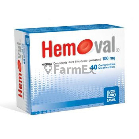 Hemoval 100 mg. x 40 Comprimidos Masticables LAB. SAVAL 