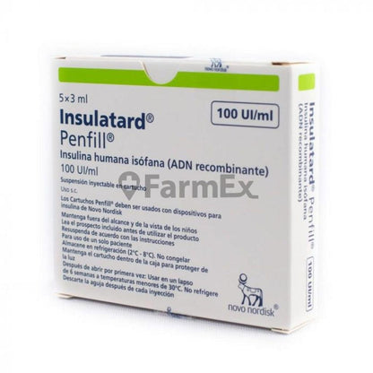 Insulatard 100 UI / ml Susp. Iny. 3 ml x 5 ampollas "Ley Cenabast" NOVONORDISK 