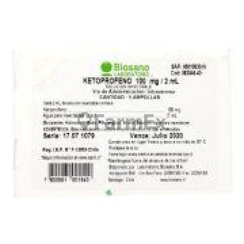 Ketoprofeno 100 mg / 2 mL x 5 ampollas