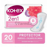 Kotex 2 en 1 período + escapes de orina x 20 protectores