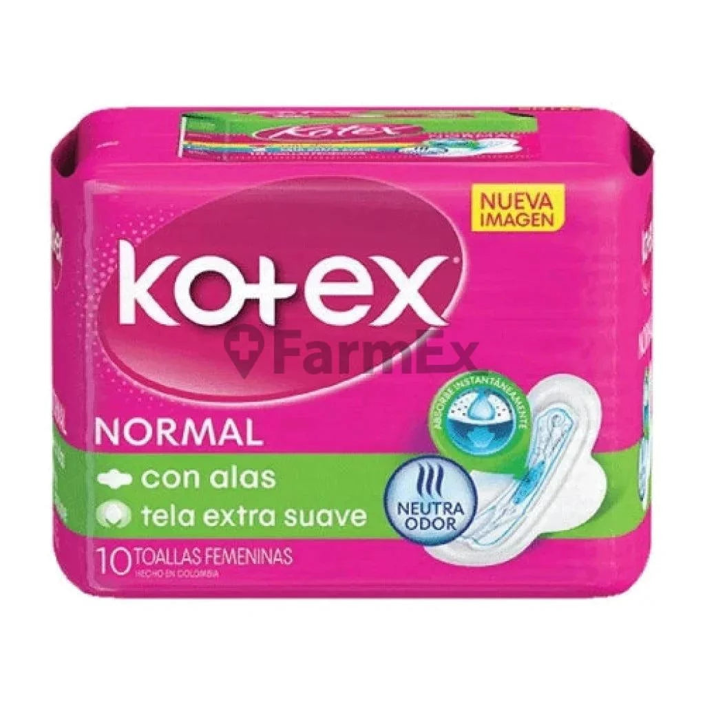 Kotex normal "Con alas extra suave" x 10 toallas kimberly 