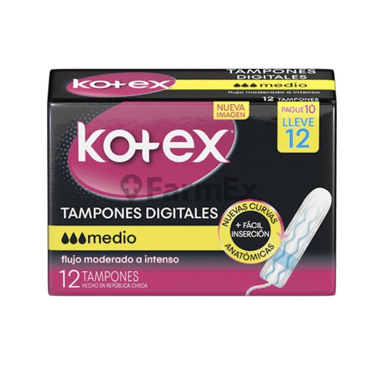 Kotex tampones digitales "medio" x 12 unidades kotex 