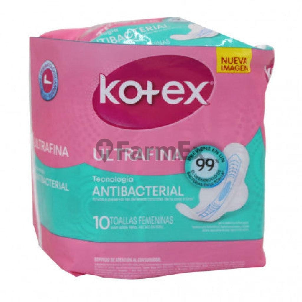 Kotex Ultrafina Antibacterial x 10 toallas kimberly 