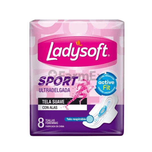 Ladysoft Sport "Ultradelgada Tela suave con alas" x 8 toallas Softys 