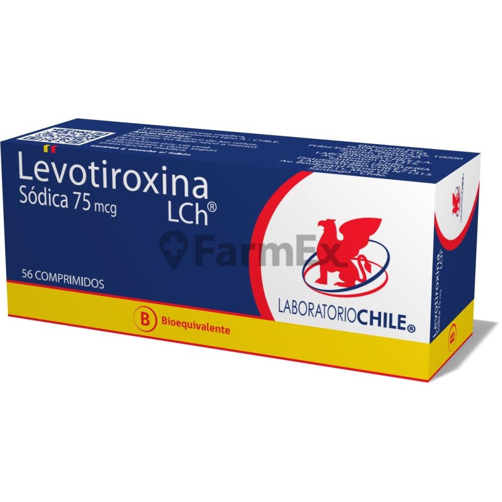 Levotiroxina 75 mcg x 56 comprimidos "Ley Cenabast" LAB. CHILE 