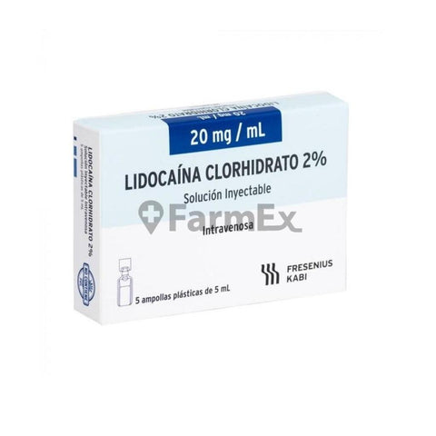 Lidocaína Clorhidrato 2% x 5 ampollas de 5 mL