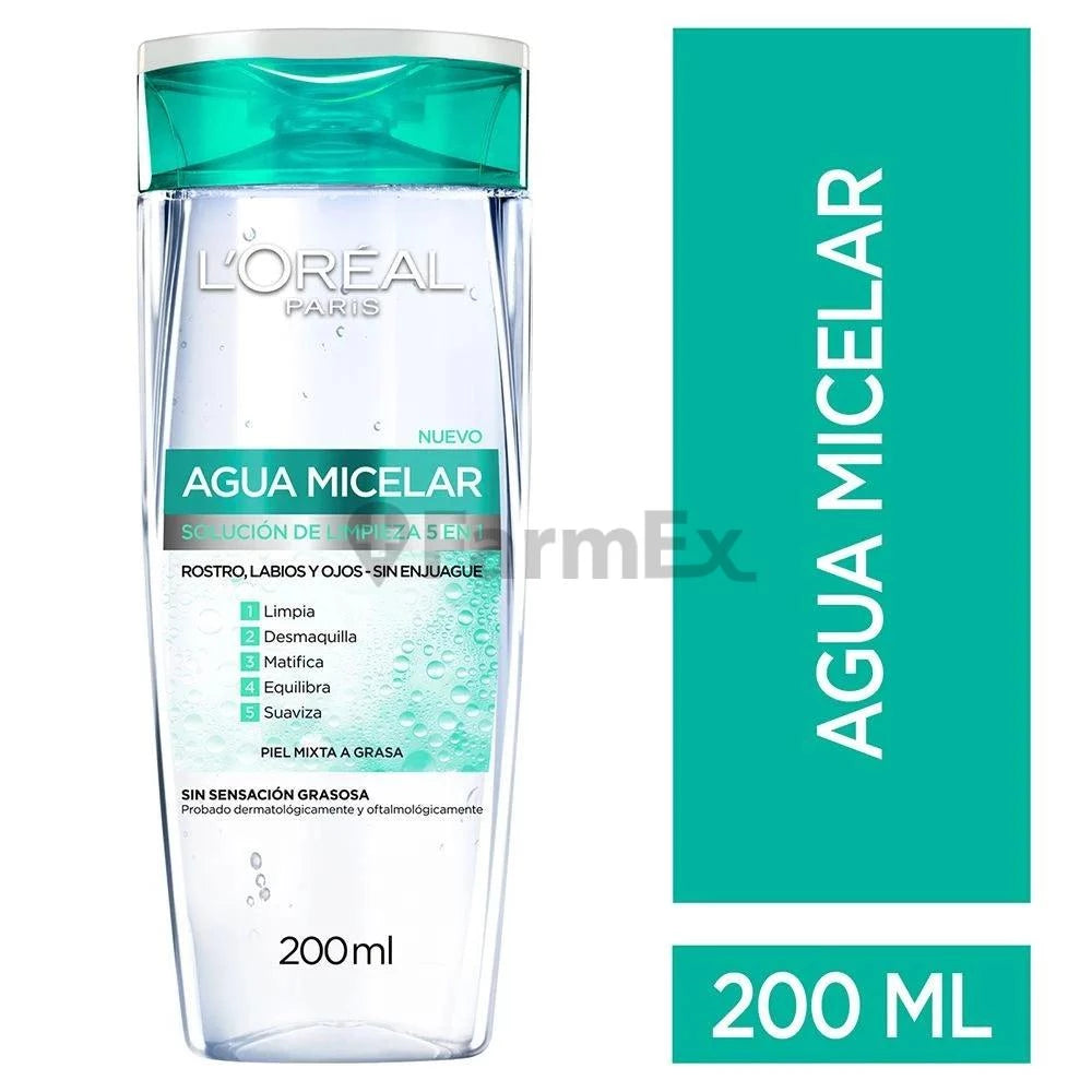 L'Oreal Agua Micelar "Solución de limpieza 5 en 1" x 200 mL Loreal Paris 