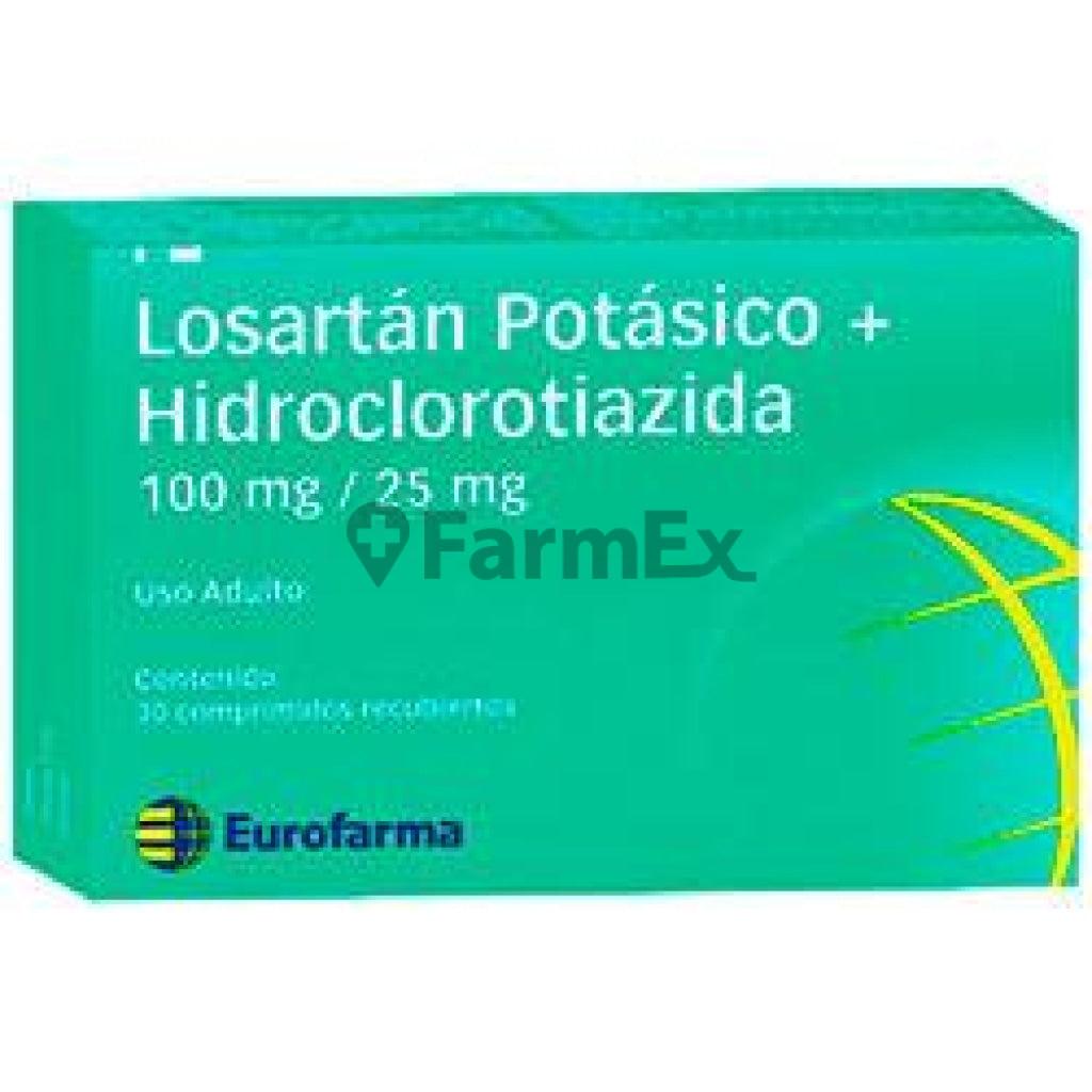 Losartán + Hidroclorotiazida 100 / 25 mg. x 30 comp. EUROFARMA 