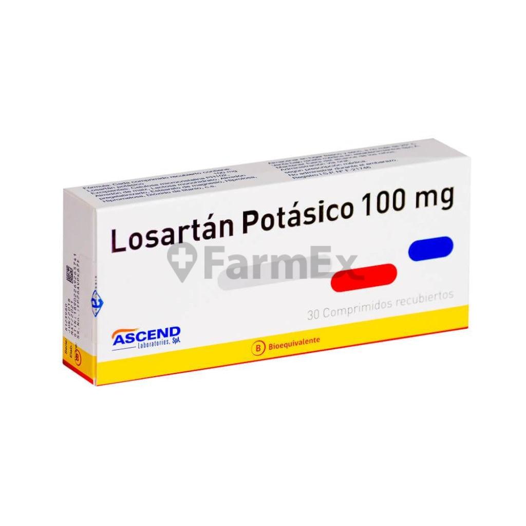 Losartan Potasico 100 mg x 30 comp Ascend 