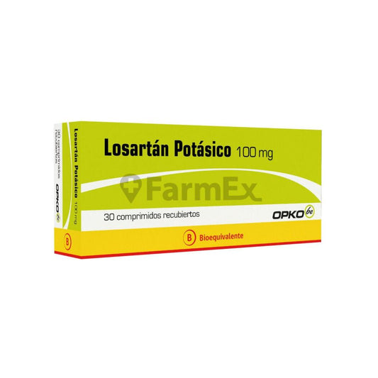 Losartán potásico 100 mg x 30 comprimidos OPKO 