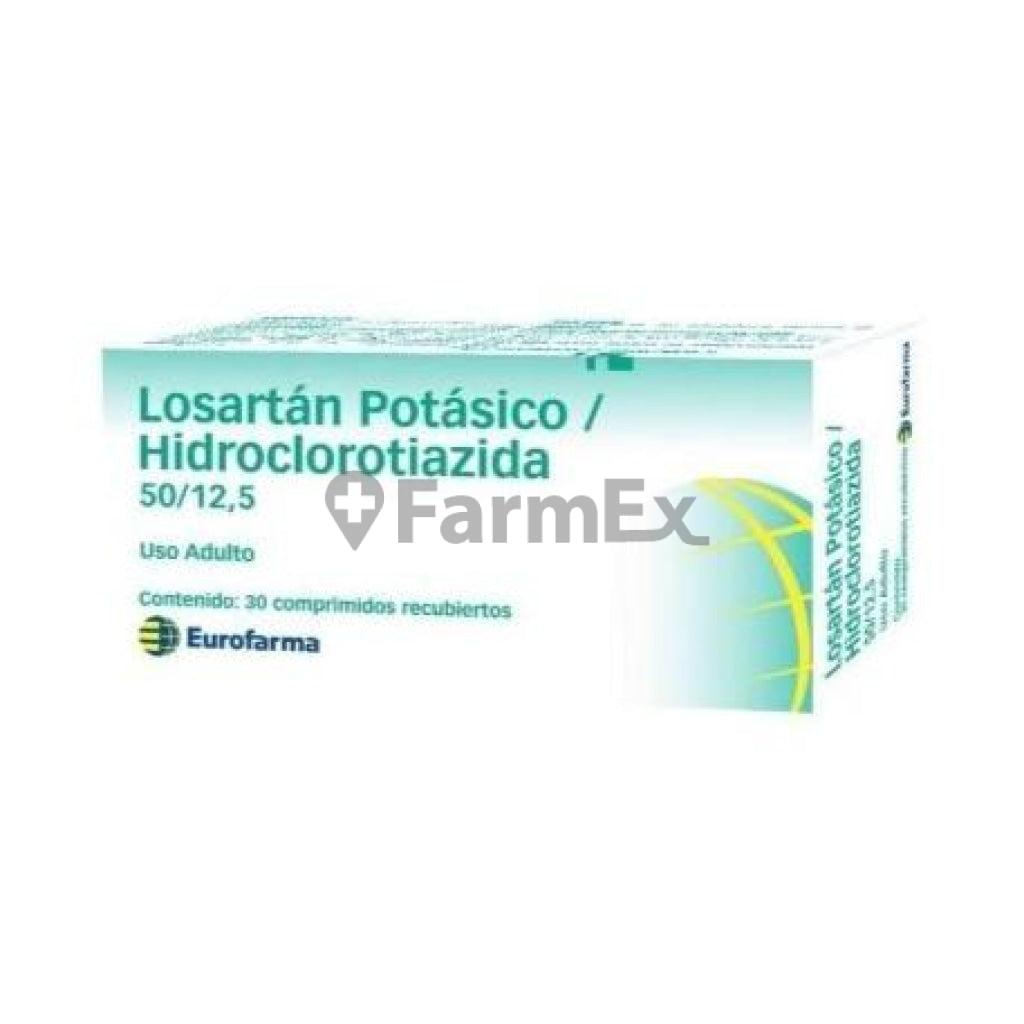 Losartan Potásico / Hidroclorotiazida 50 / 12.5 mg x 30 comprimidos EUROFARMA 