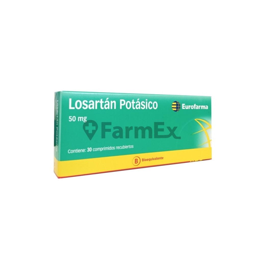 Lossartán potásico 50 mg x 30 comprimidos EUROFARMA 