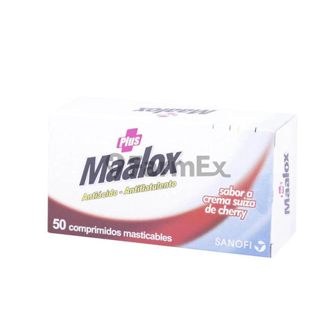 Maalox Plus sabor crema suiza cherry x 50 comprimidos