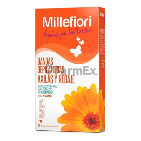 Millefiori "Axila y Rebaje" Piel normal x 16 Bandas depilatorias