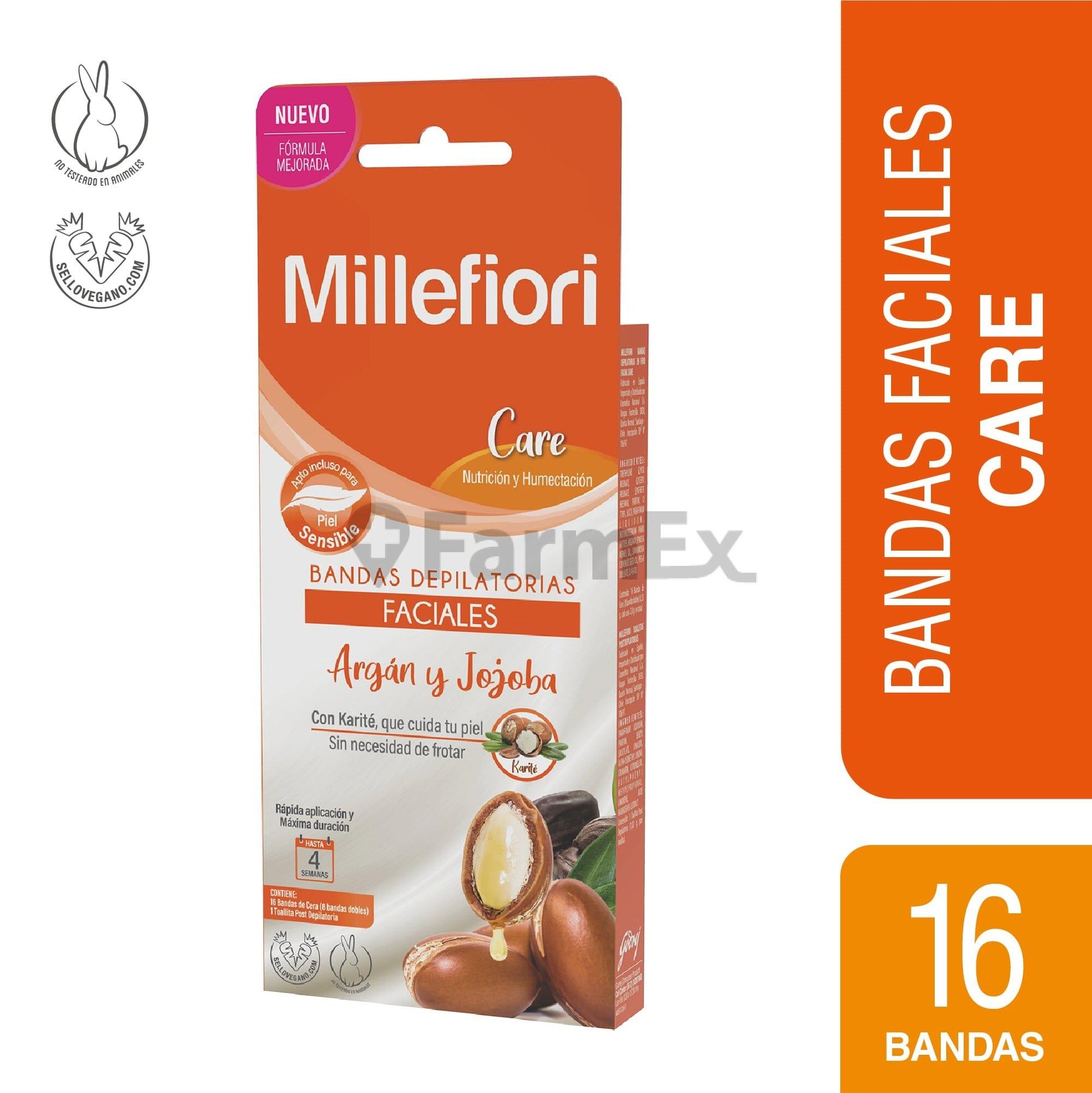 Millefiori Bandas Depilatorias Care "Faciales Acaí y Goji" x 12 unidades Godrej 