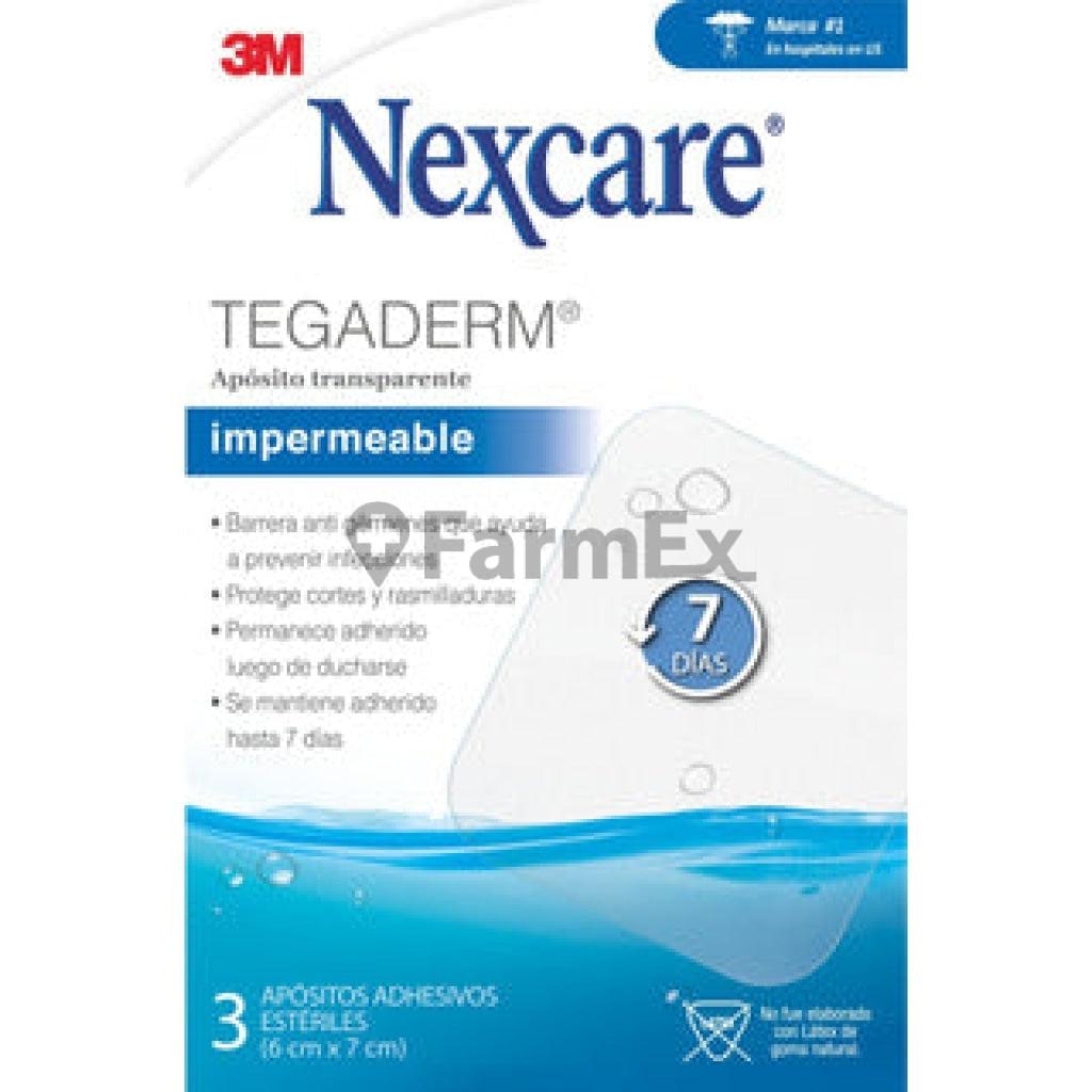 Nexcare Apósito Transparente "Impermeable" Tegaderm x 3 apositos "6 cm x 7 cm" 3M 