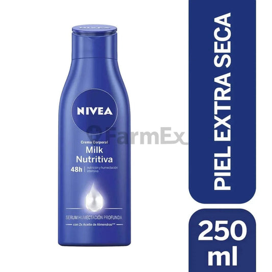 Nivea Crema Corporal "Milk Nutritiva" 48 h Piel Extra Seca x 250 ml BEIERSDORF 