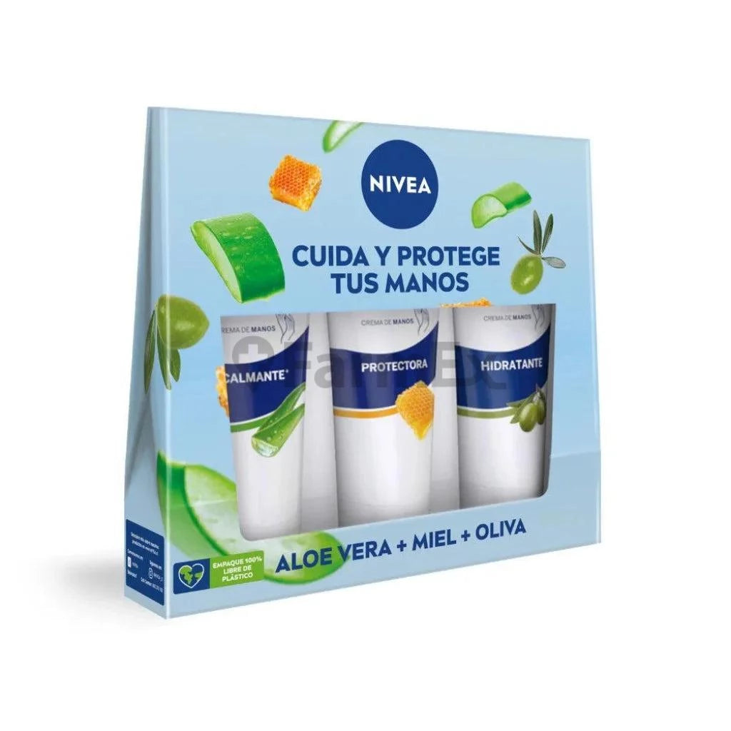 Nivea Pack 3 "Cuida y Protege Tus Manos" "Aloe Vera + Miel + Oliva" NIVEA 