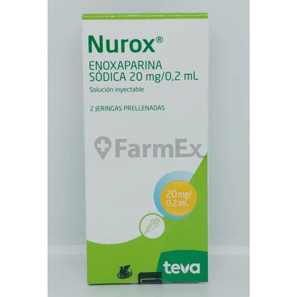 Nurox Solución Inyectable 20 mg / 0,2 ml x 2 jeringas "Ley Cenabast" Lab. Chile 