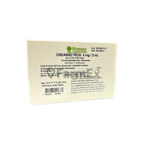 Ondansetron Solución Inyectable 4 mg / 2 mL x 5 ampollas "Ley Cenabast"