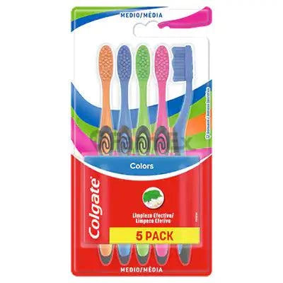 Pack Colgate cepillos dentales "Colors limpieza efectiva" x 5 unids