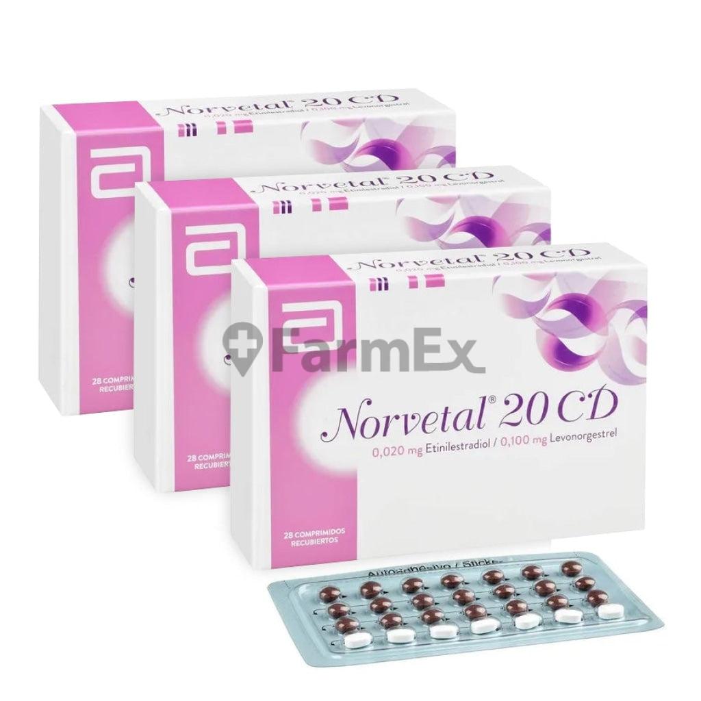 Pack Norvetal 20 CD x 28 comprimidos tratamiento 3 meses ABBOTT 