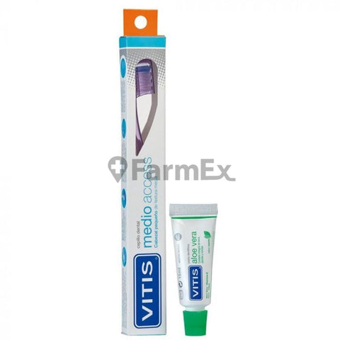 Pack Vitis cepillo dental "medio access" + pasta dental "aloe vera" 15 mL