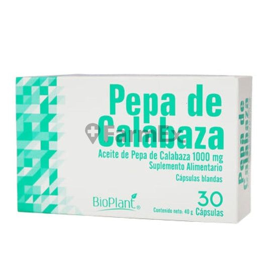 Pepa de calabaza 1000 mg x 30 cápsulas Bioplant 