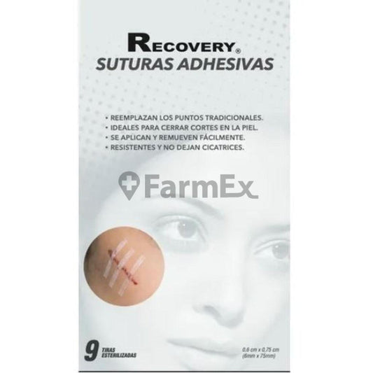 Recovery Suturas adhesivas 0,6 cm x 0,75 cm x 9 tiras Recovery 