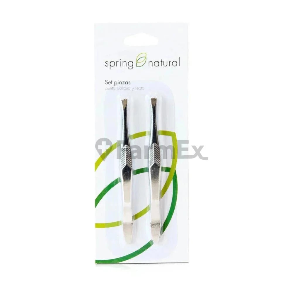 Set 2 pinzas "Punta oblicuoa y recta" Spring Natural 
