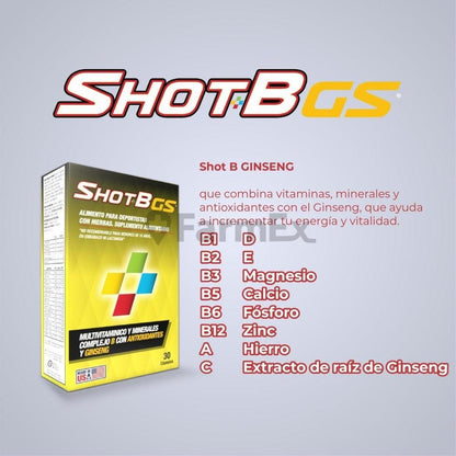 Shot-B GS Multivitaminico x 30 comprimidos Genomma 
