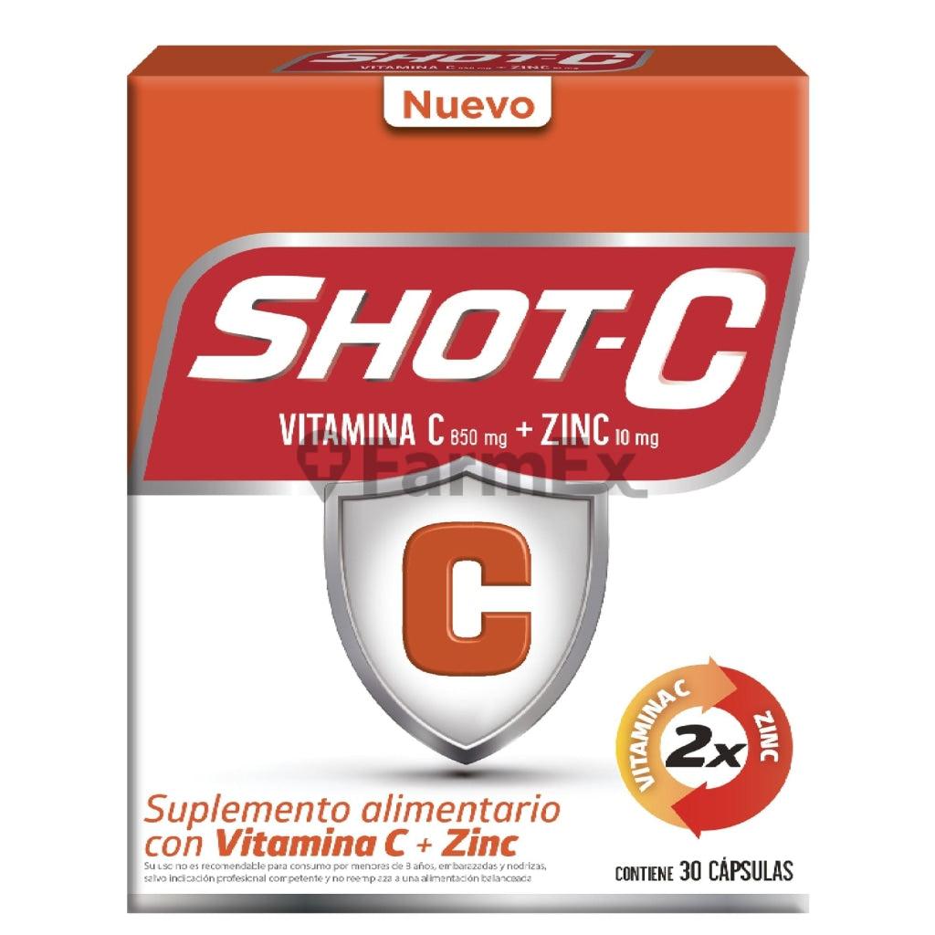 Shot-C Multivitaminico Vitamina C + Zinc x 30 comprimidos Genomma 