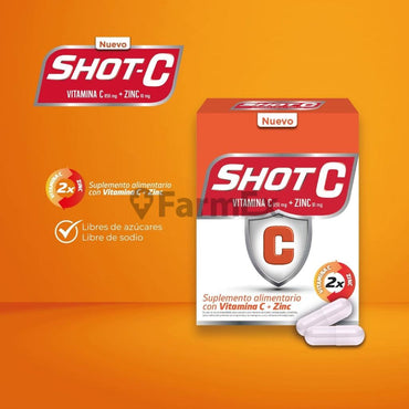 Shot-C Multivitaminico Vitamina C + Zinc x 30 comprimidos Genomma 