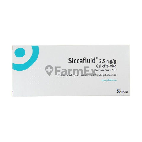 Siccafluid 2,5 mg / g Gel Oftálmico x 30 envases de dosis unitaria con 0,5 g de gel oftálmico