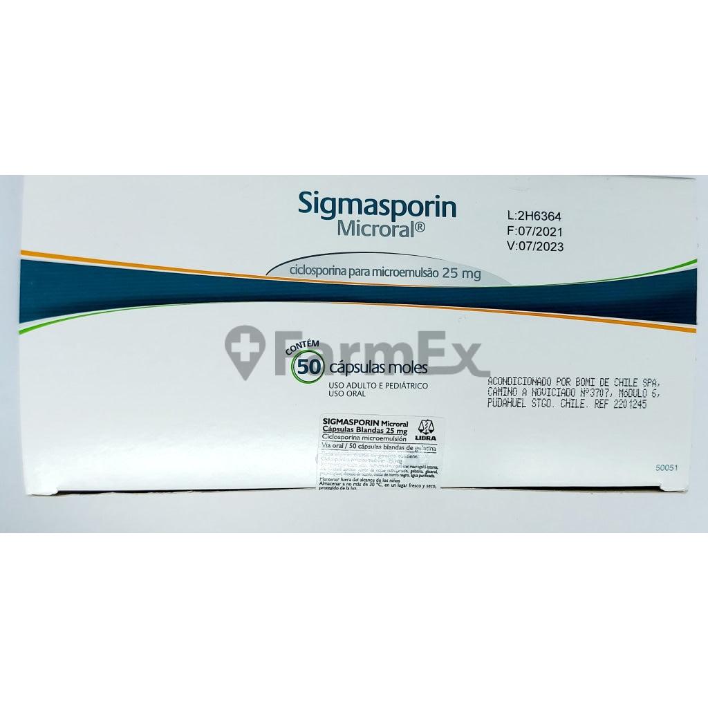 Sigmasporin 25 mg x 50 capsulas "Ley Cenabast" Libra 