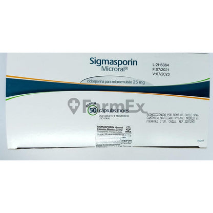 Sigmasporin 25 mg x 50 capsulas "Ley Cenabast" Libra 