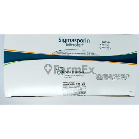 Sigmasporin 25 mg x 50 cápsulas "Ley Cenabast"