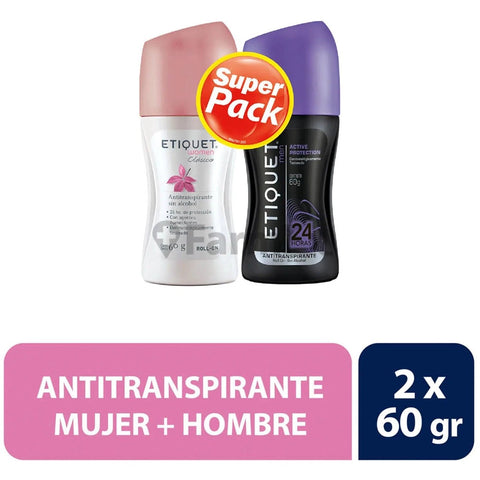 Super Pack Desodorante Etiquet "Mujer + Hombre" x 60 g c/u