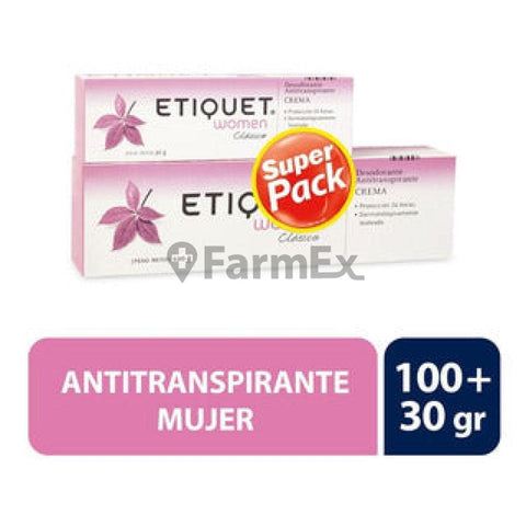 Super Pack Etiquet Women "Clásico" Desodorantes Antitranspirante" Crema 100 g + 30 g (GSK)