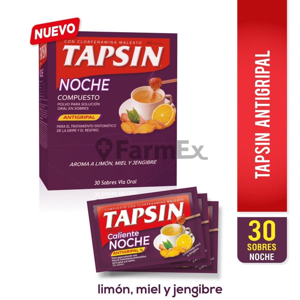 Tapsin Noche Polvo - Sabor Limón, Miel y Jengibre - Sobre de 5 g. ( x 30 sobres ) Farmex 