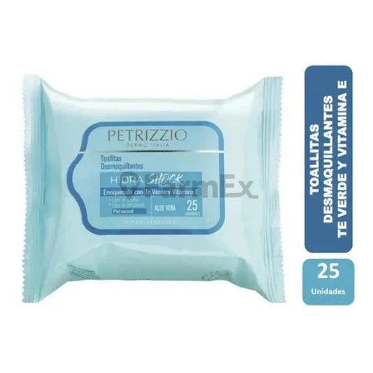 Toallitas Desmaquillantes "Hidra Shock" Aloe Vera x 25 unidades Petrizzio 