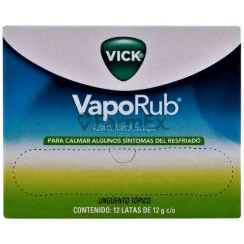 Vick VapoRub Ungüento Tópico 12 Latas de 12 g c/u